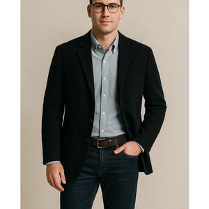 Huckberry Vintage 46L 100% CASHMERE Big&Tall Blazer Luxury 3 Button Jacket Black